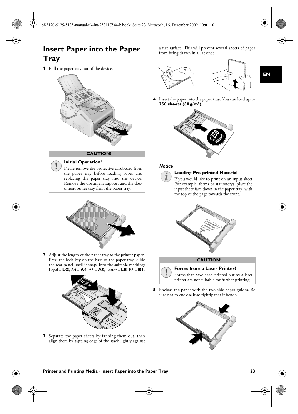 Insert paper into the paper tray | Philips Laserfax LPF 5120 User Manual | Page 23 / 68