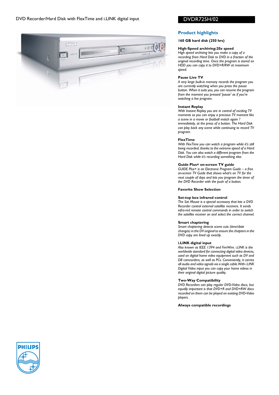 Philips DVDR725H User Manual | Page 3 / 3