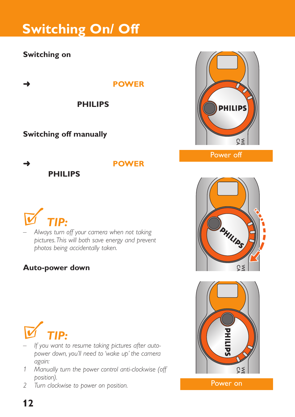 Switching on/ off | Philips KEY0079 User Manual | Page 12 / 23