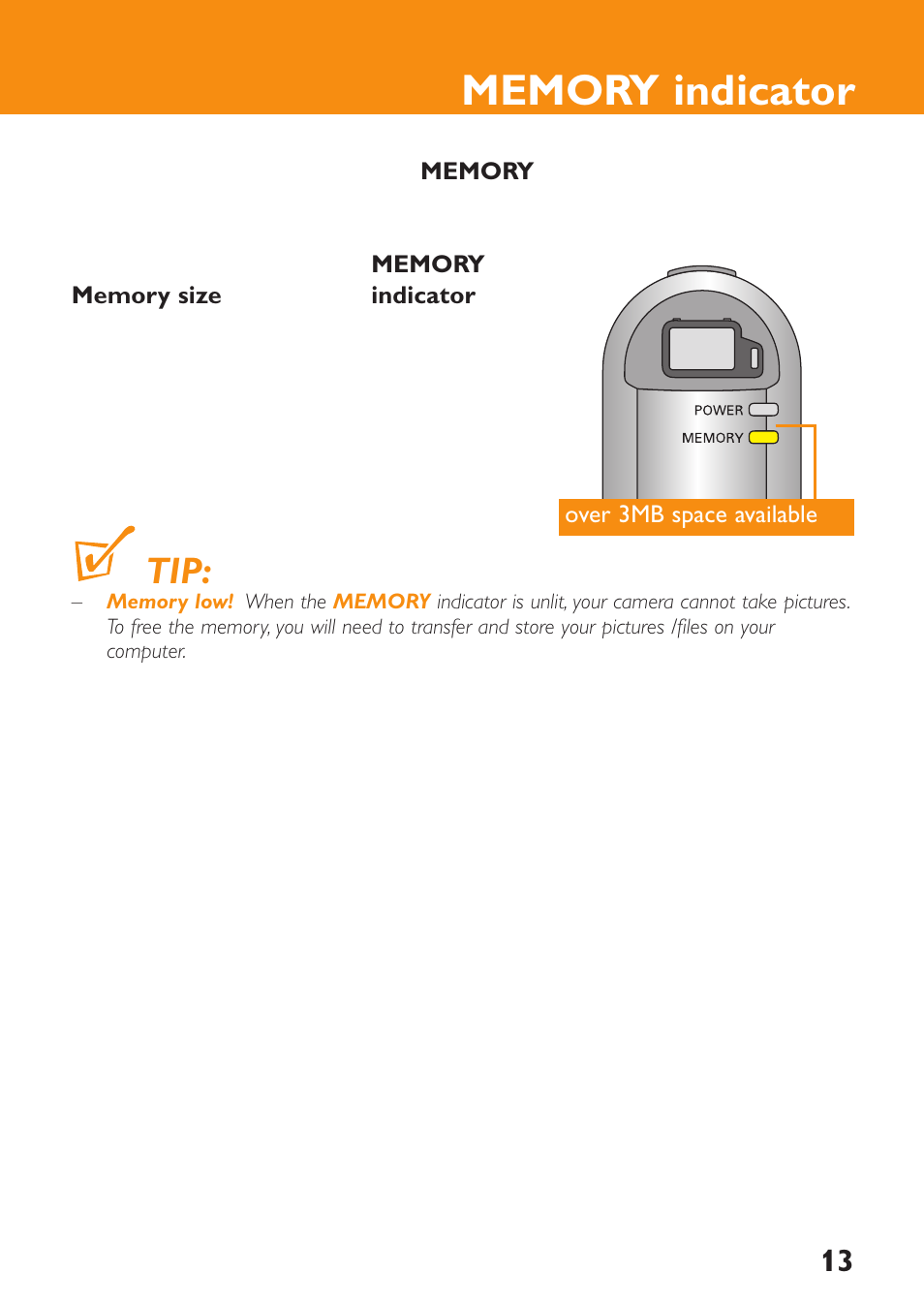 Memory indicator | Philips KEY0079 User Manual | Page 13 / 23