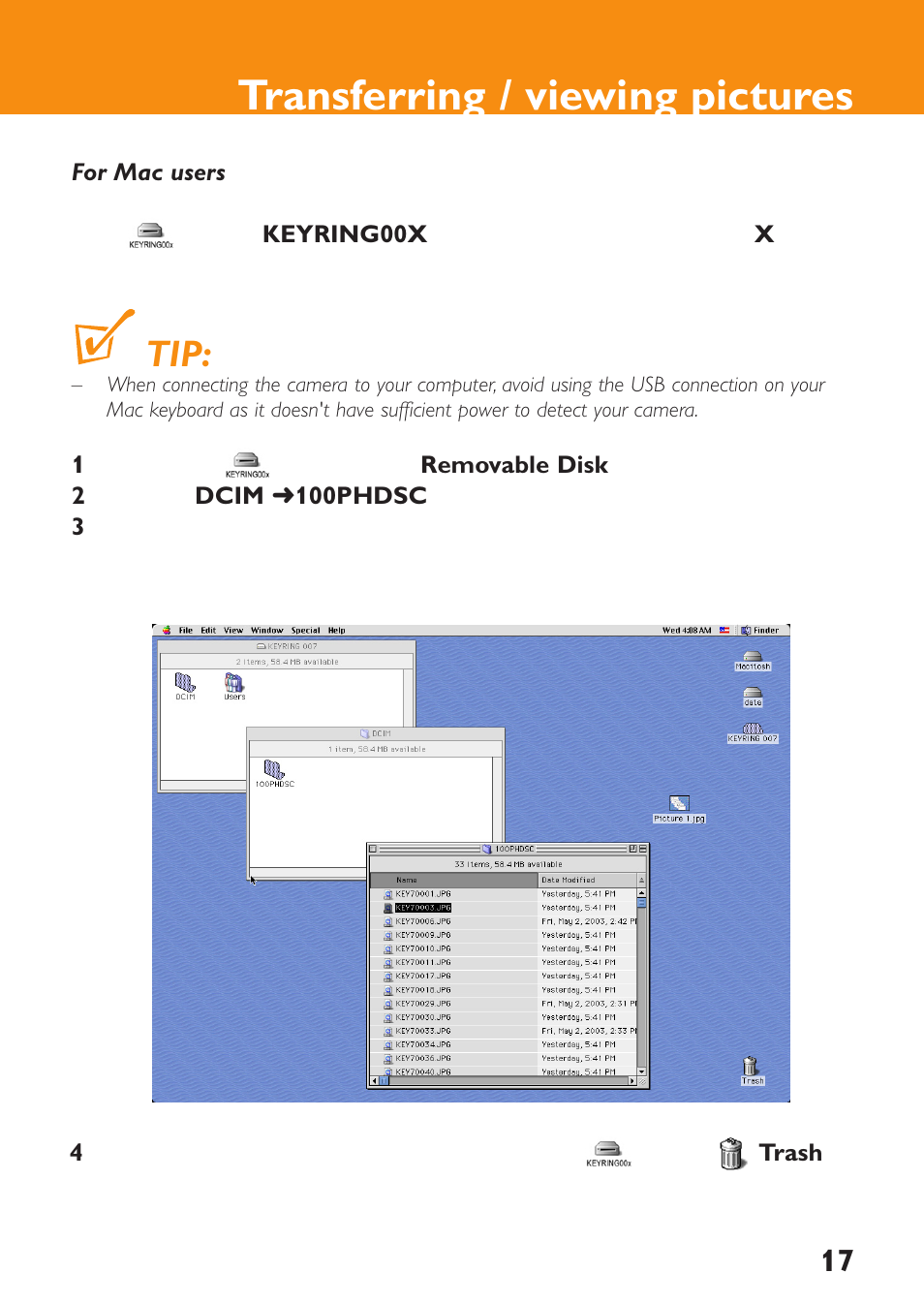 Transferring / viewing pictures | Philips KEY0079 User Manual | Page 17 / 23