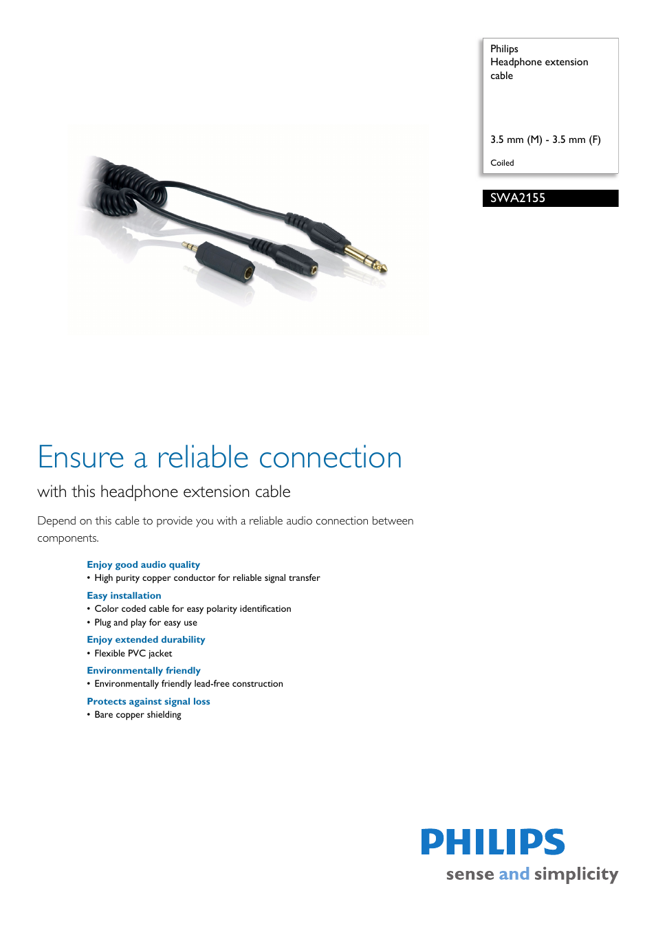 Philips SWA2155 User Manual | 2 pages