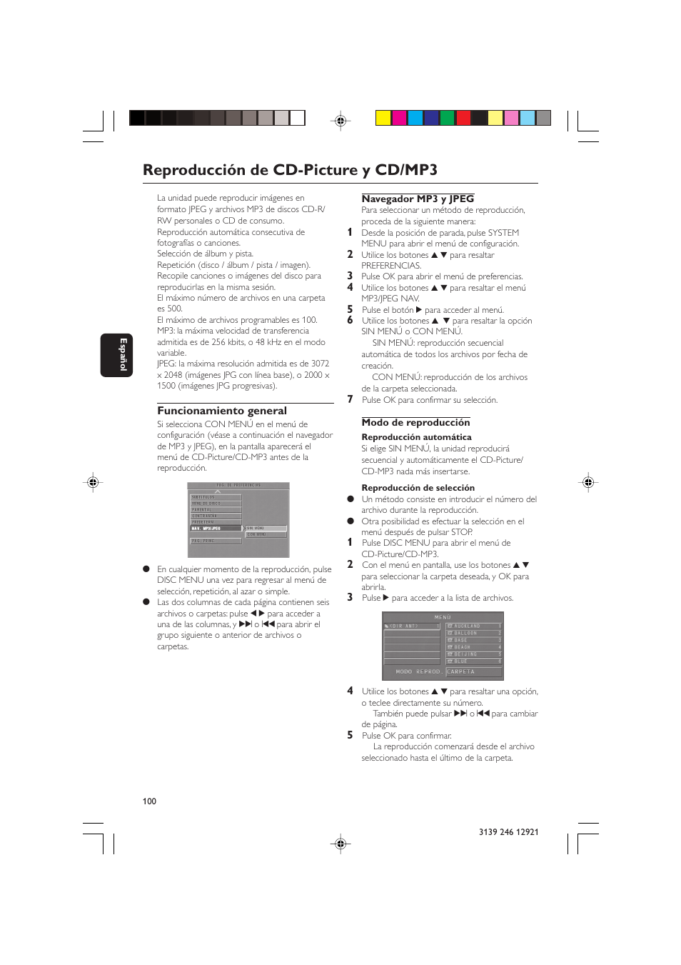 Reproducción de cd-picture y cd/mp3 | Philips DVD 729 User Manual | Page 17 / 34