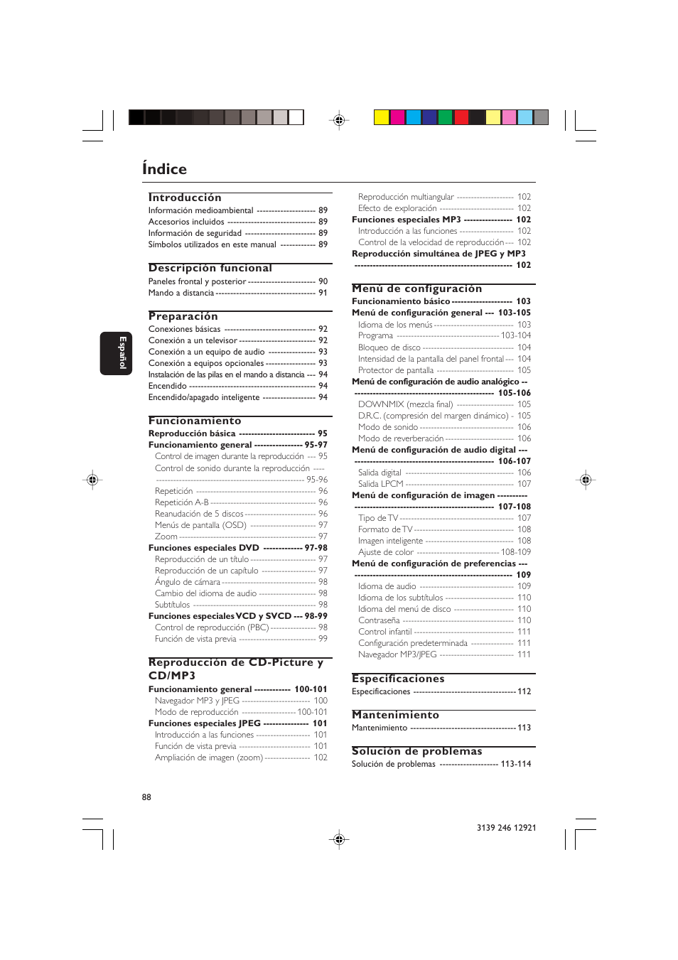 Índice | Philips DVD 729 User Manual | Page 5 / 34