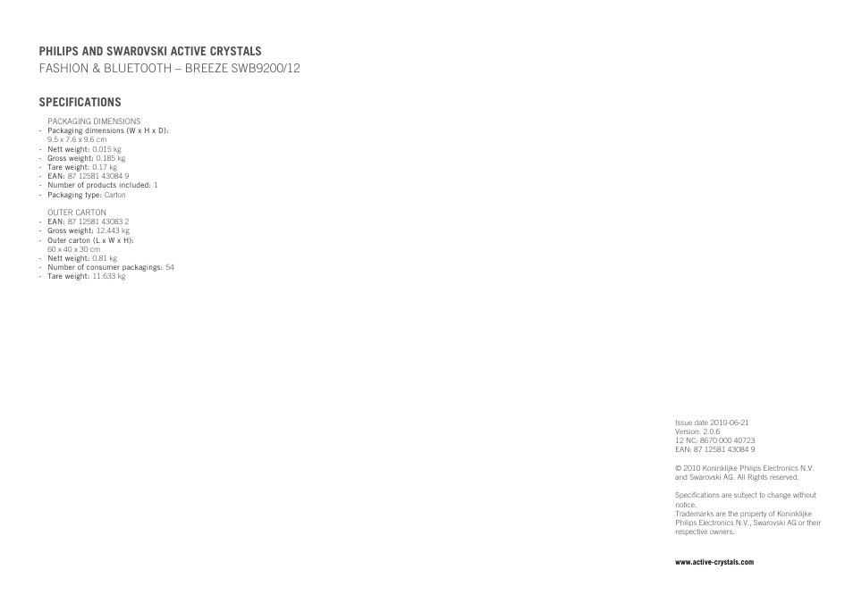 Philips Breeze SWB9200/12 User Manual | Page 2 / 2