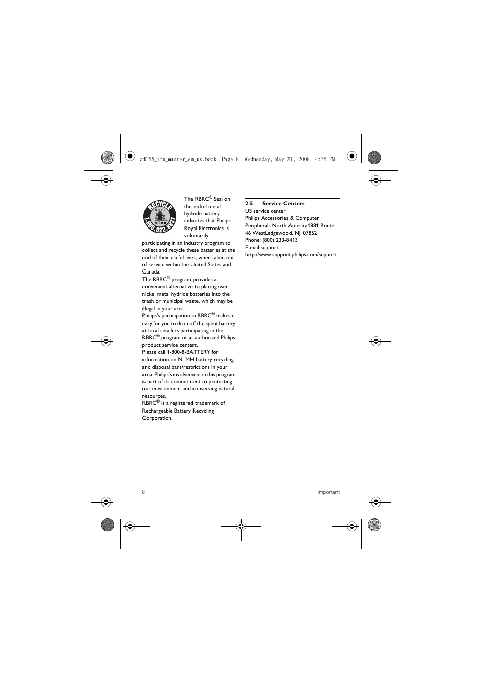 5 service centers | Philips CD1551B User Manual | Page 10 / 49