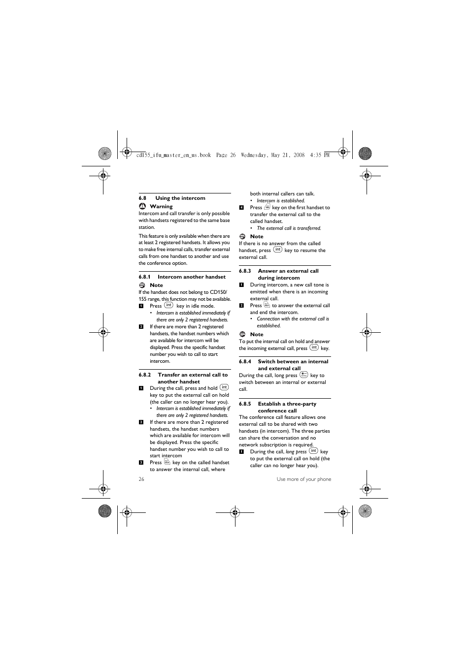 8 using the intercom | Philips CD1551B User Manual | Page 28 / 49