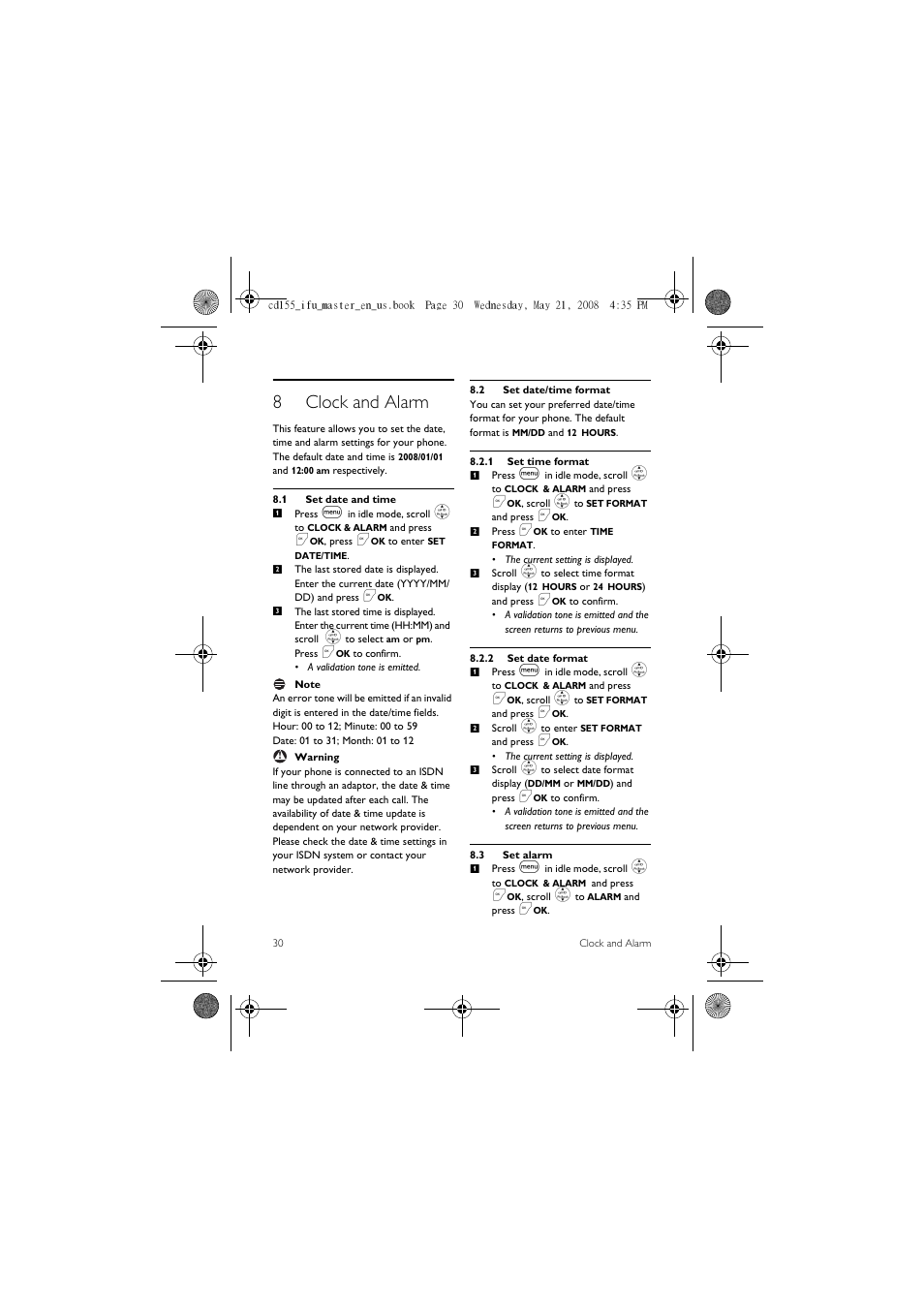 8 clock and alarm, 1 set date and time, 2 set date/time format | 3 set alarm, 8clock and alarm | Philips CD1551B User Manual | Page 32 / 49