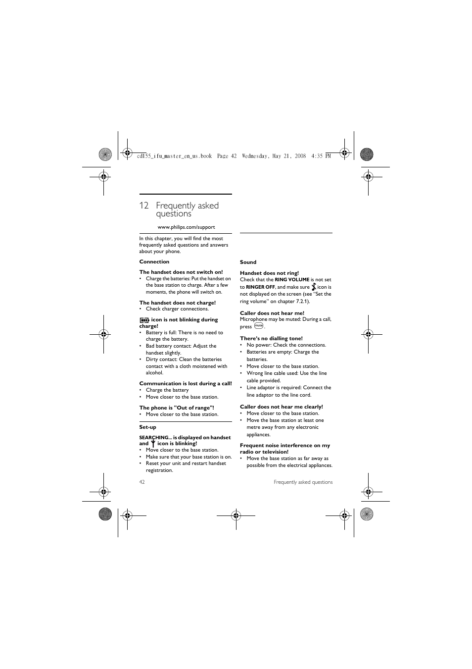 12 frequently asked questions | Philips CD1551B User Manual | Page 44 / 49