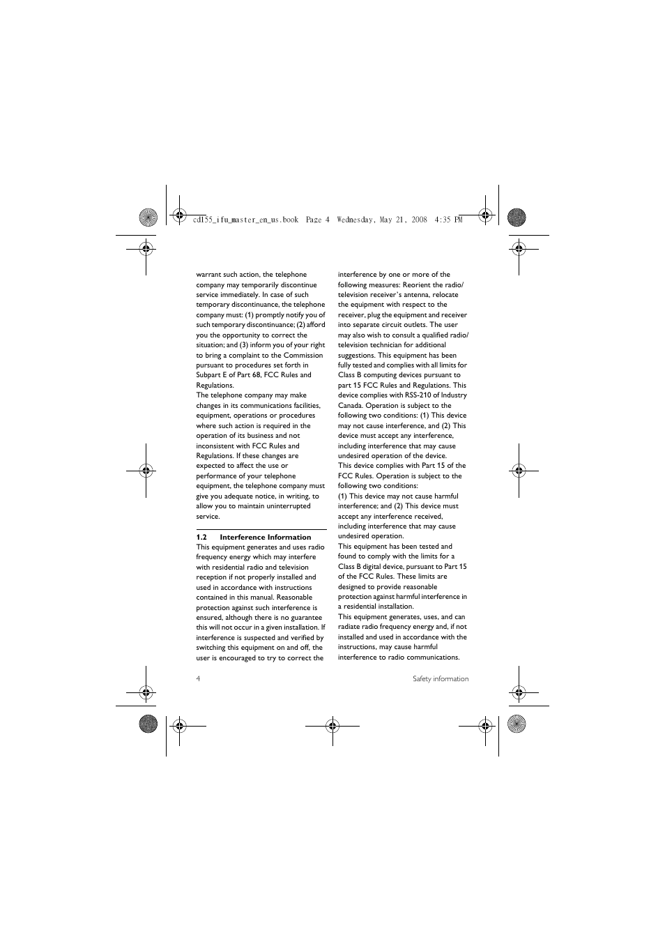 2 interference information | Philips CD1551B User Manual | Page 6 / 49