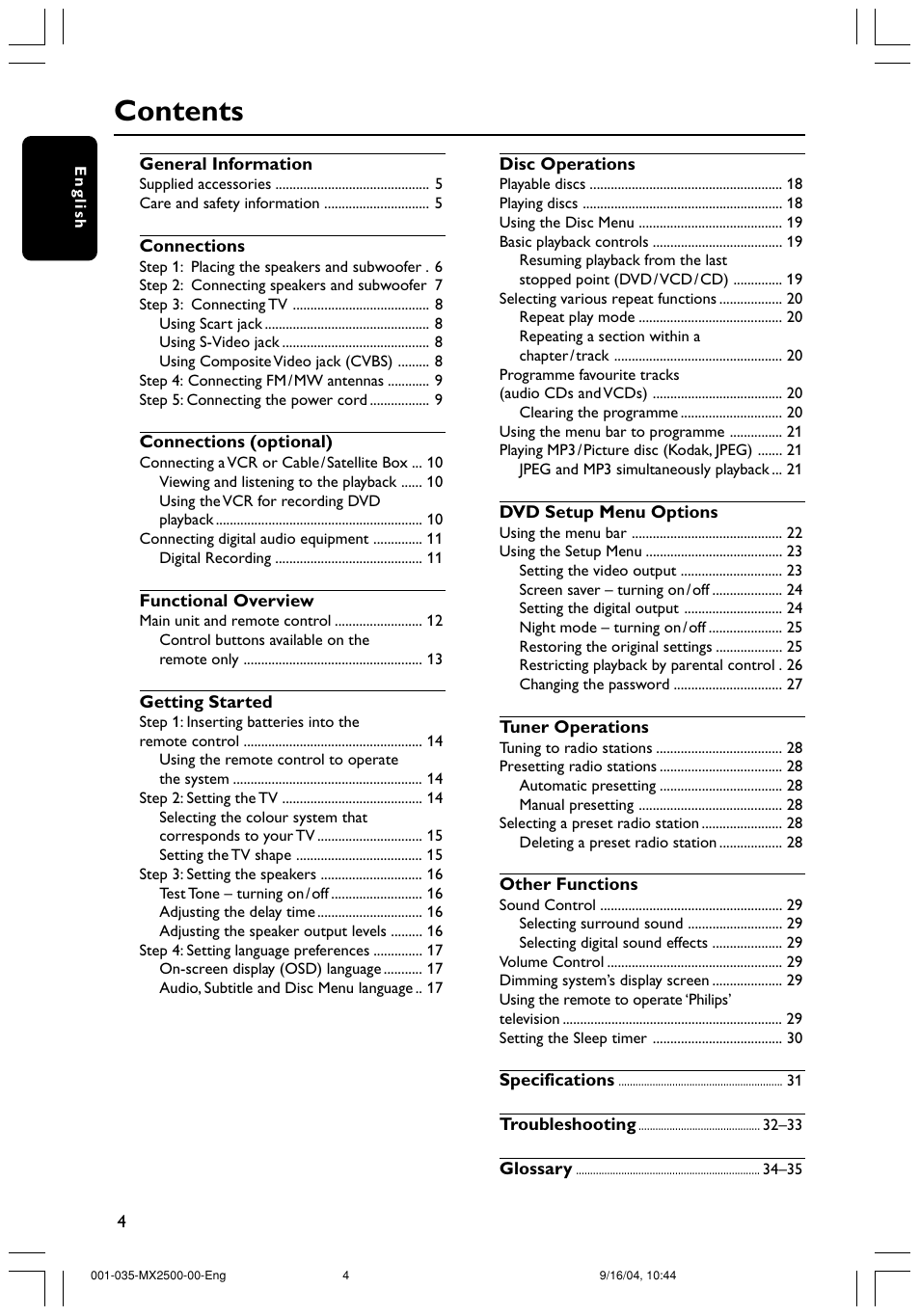 Philips MX2500 User Manual | Page 4 / 36