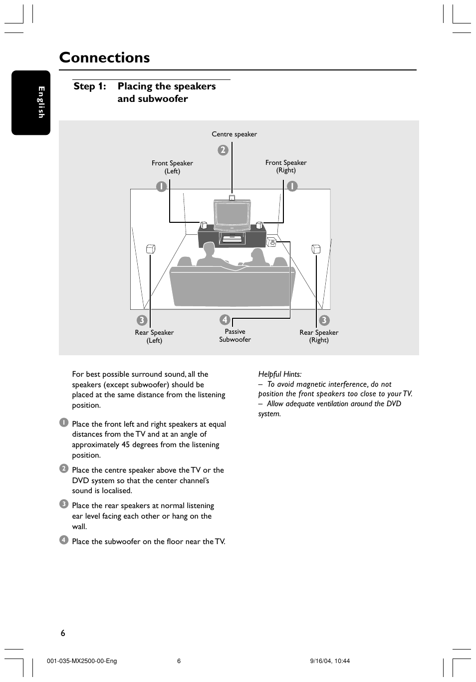 Connections | Philips MX2500 User Manual | Page 6 / 36