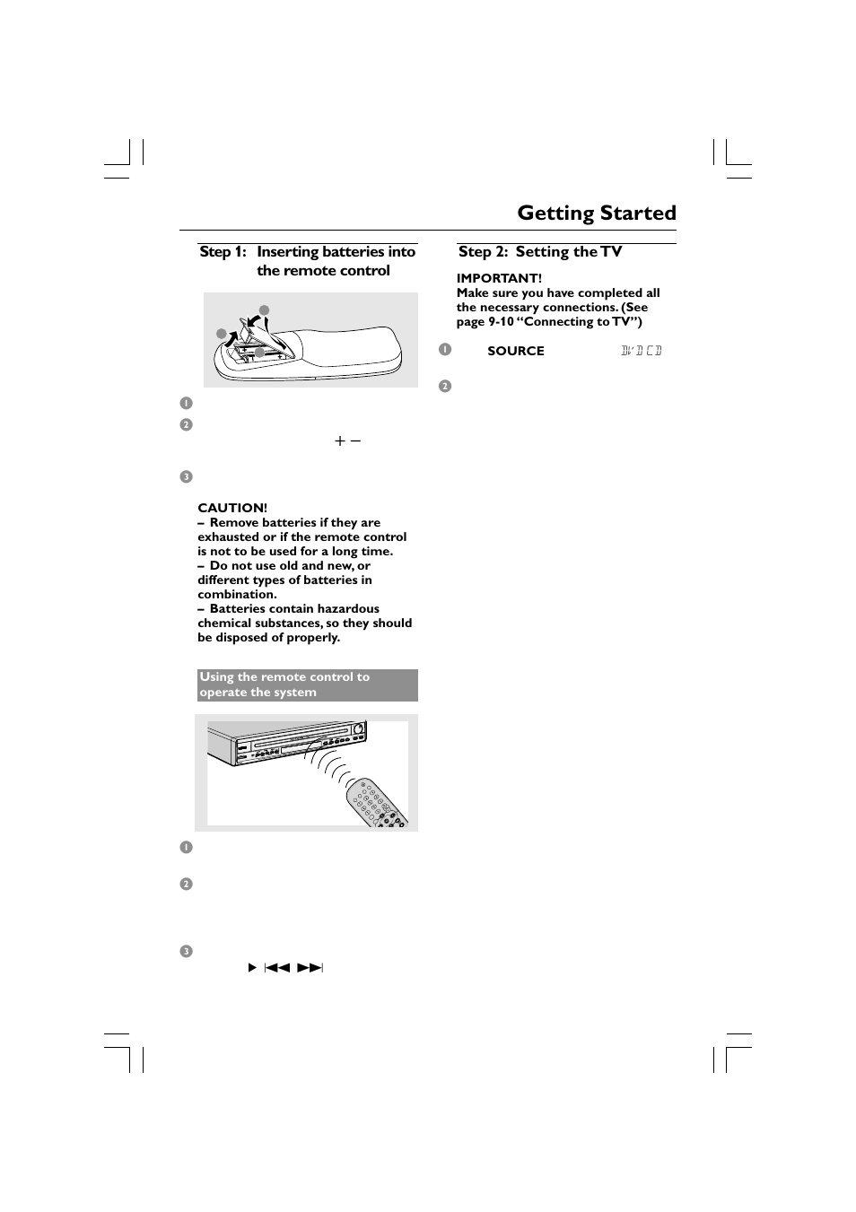 Getting started | Philips HTS5510C User Manual | Page 17 / 52