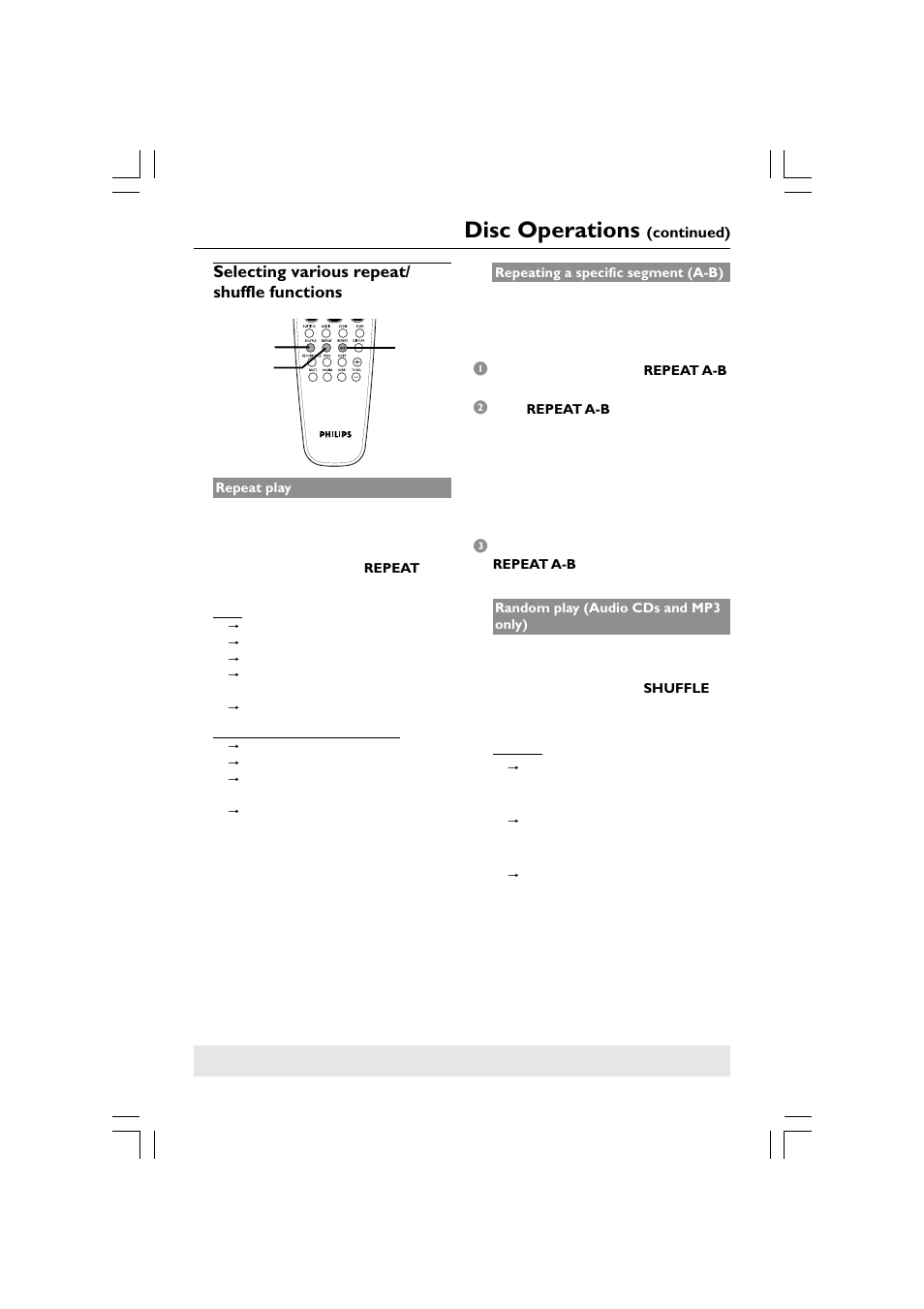 Disc operations | Philips HTS5510C User Manual | Page 23 / 52