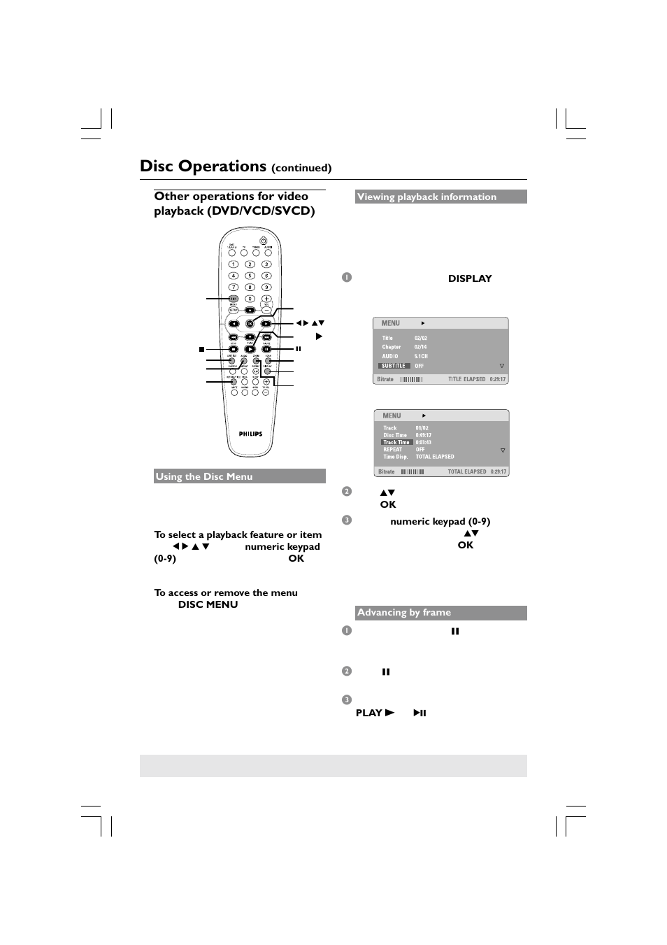 Disc operations | Philips HTS5510C User Manual | Page 24 / 52