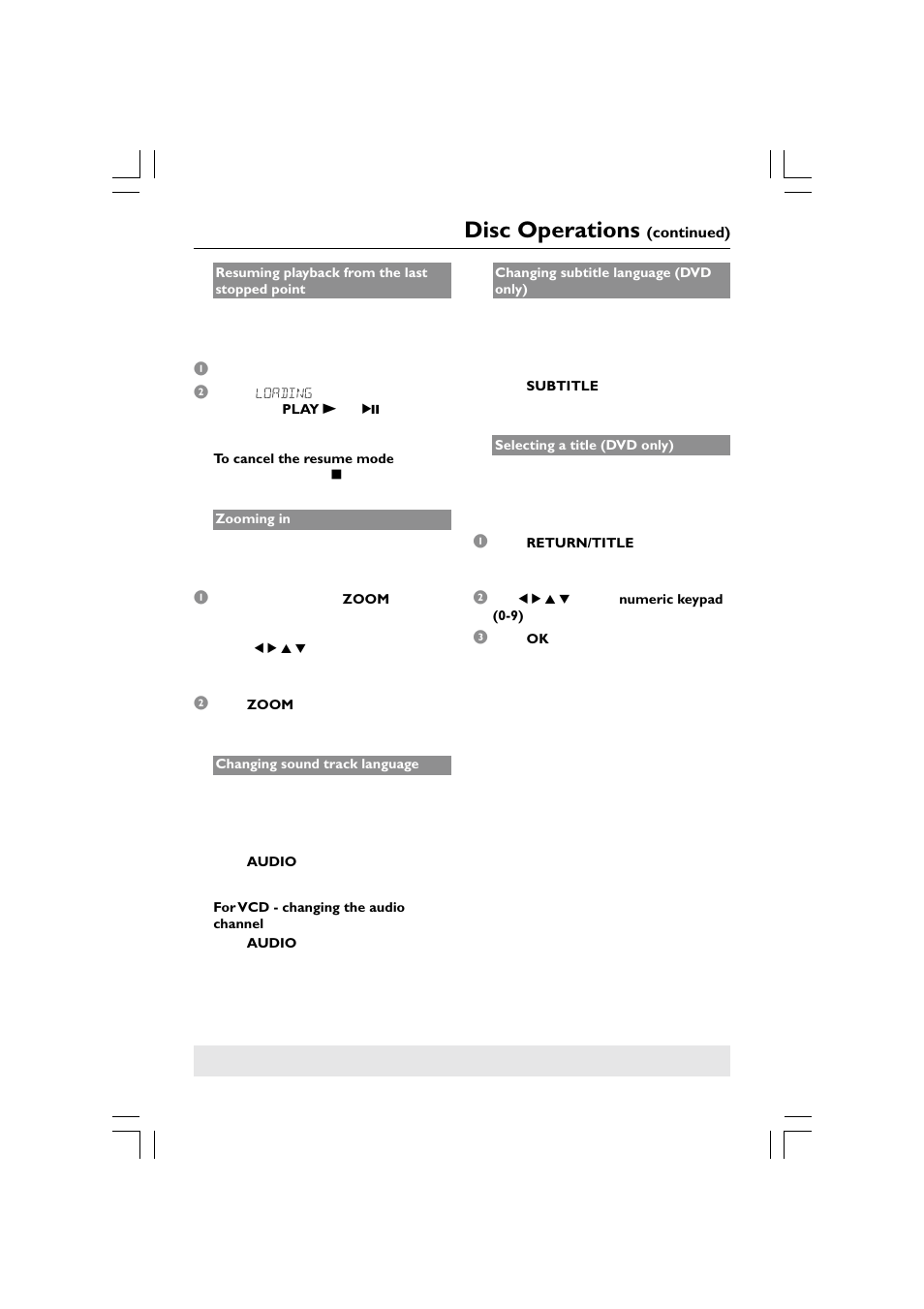 Disc operations | Philips HTS5510C User Manual | Page 25 / 52
