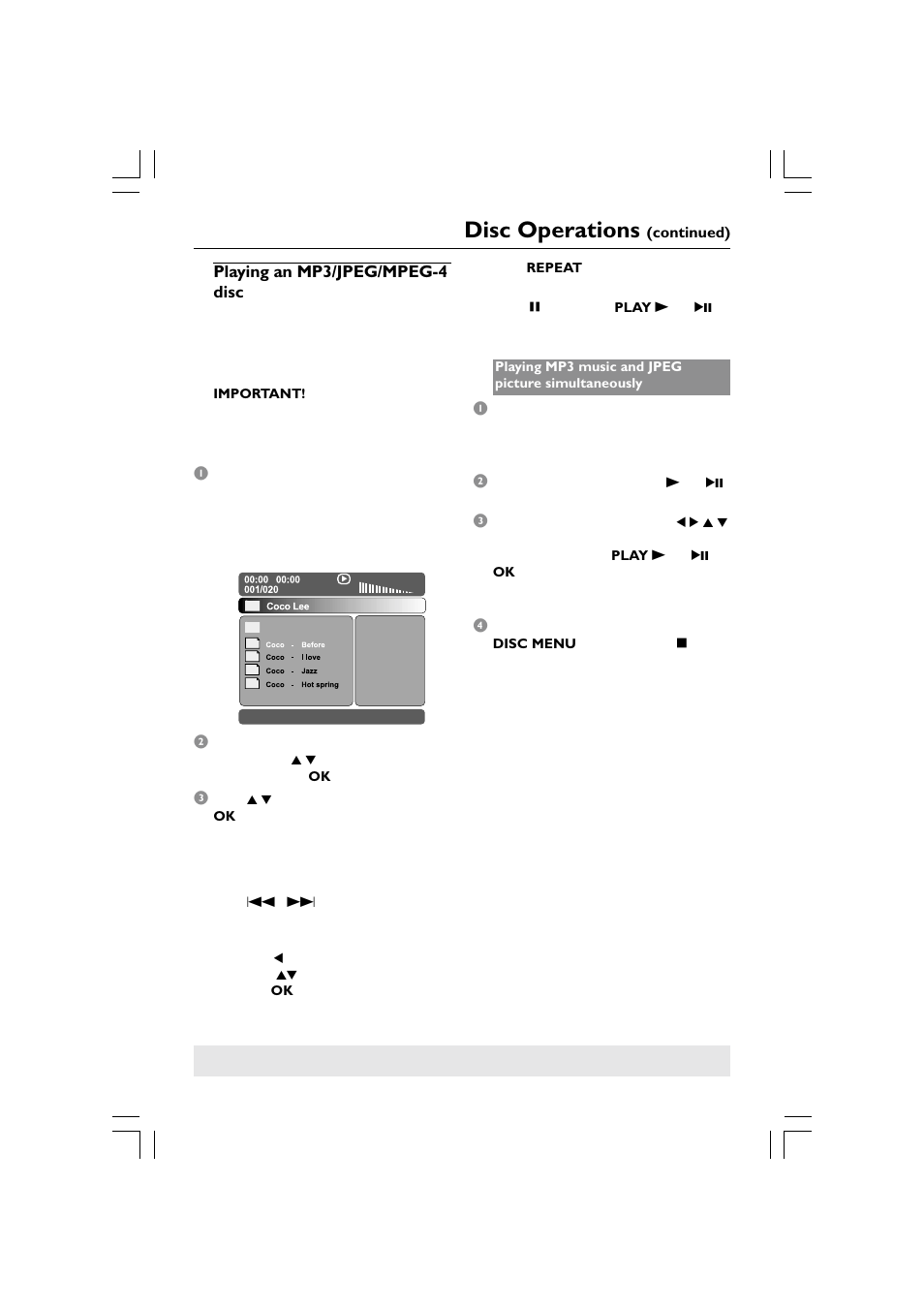 Disc operations | Philips HTS5510C User Manual | Page 27 / 52