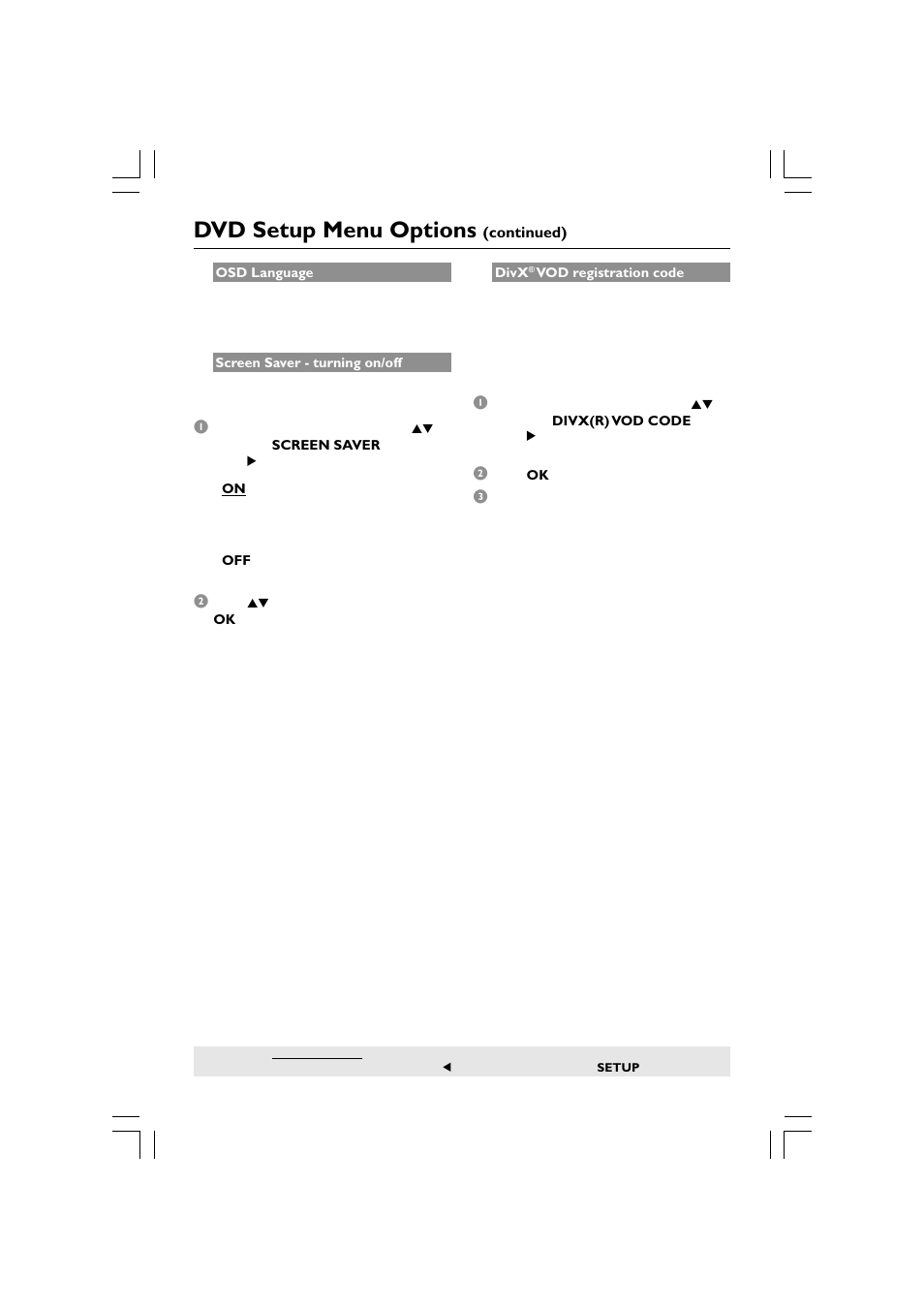 Dvd setup menu options | Philips HTS5510C User Manual | Page 32 / 52