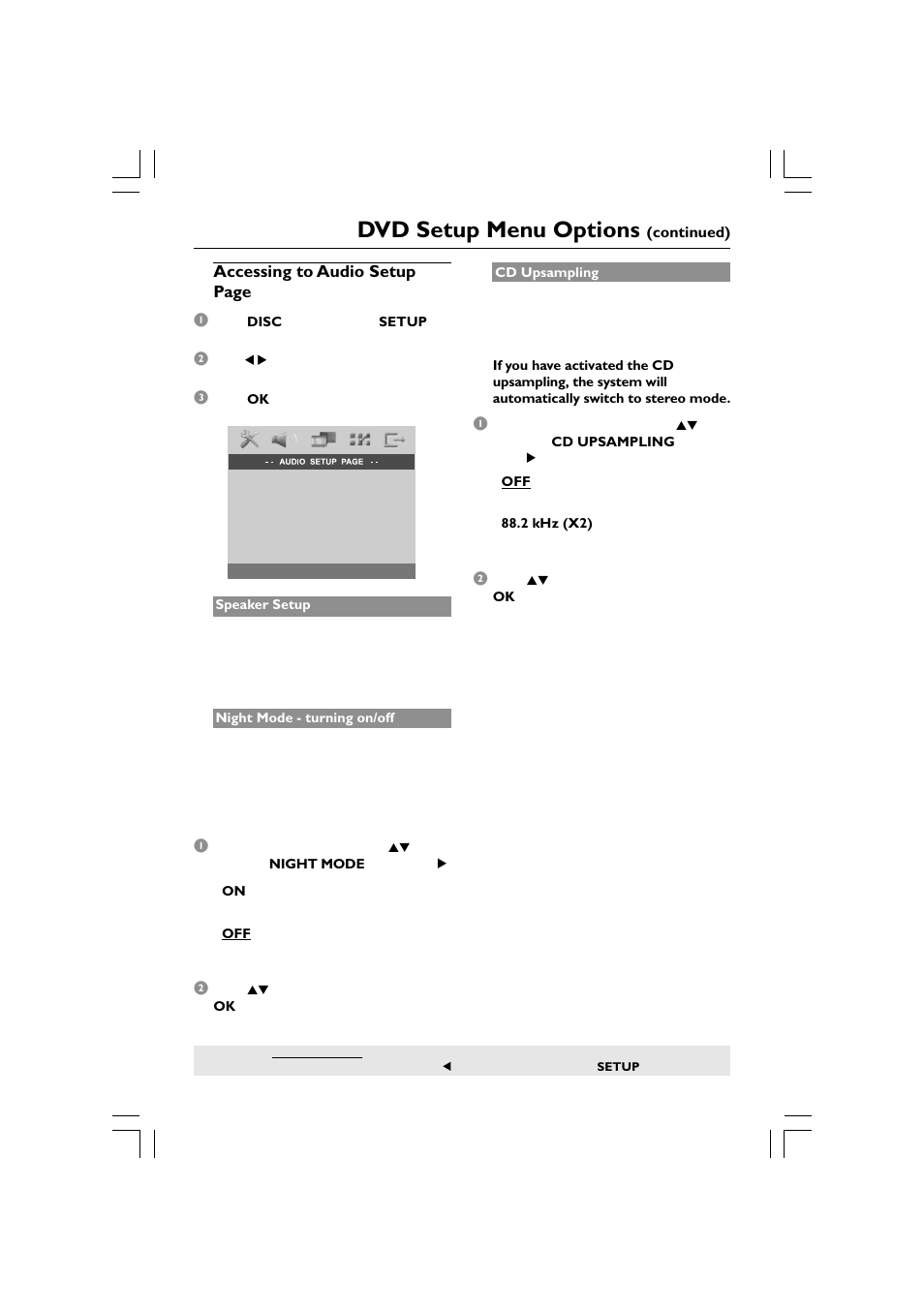 Dvd setup menu options | Philips HTS5510C User Manual | Page 33 / 52