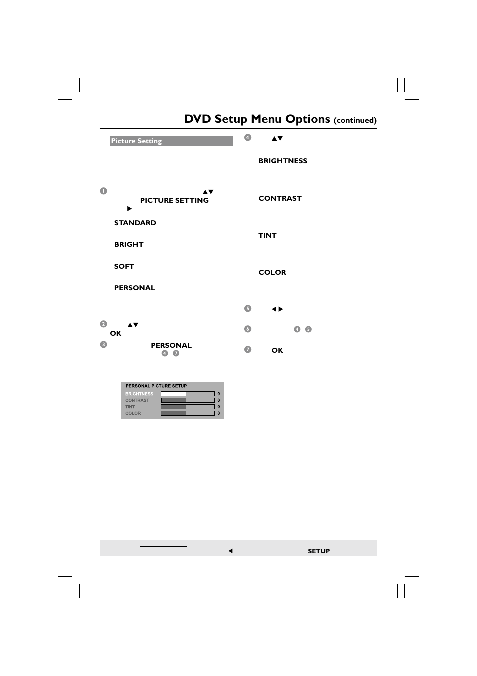 Dvd setup menu options | Philips HTS5510C User Manual | Page 35 / 52