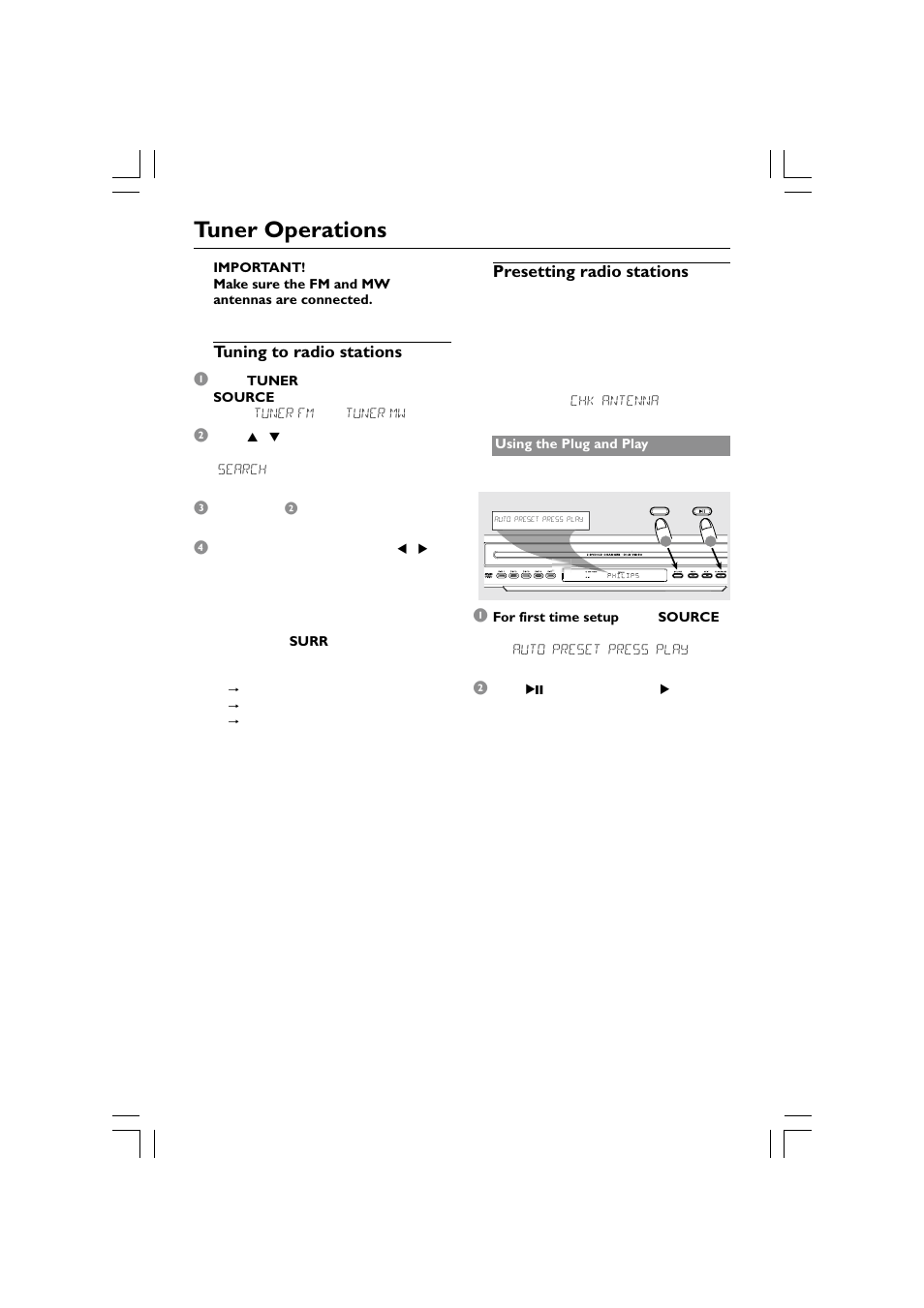 Tuner operations | Philips HTS5510C User Manual | Page 40 / 52