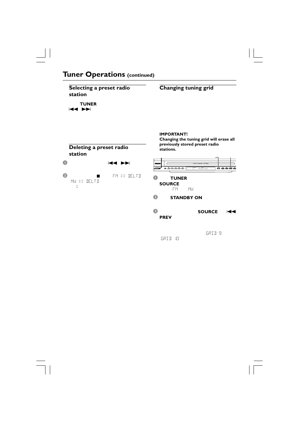 Tuner operations | Philips HTS5510C User Manual | Page 42 / 52