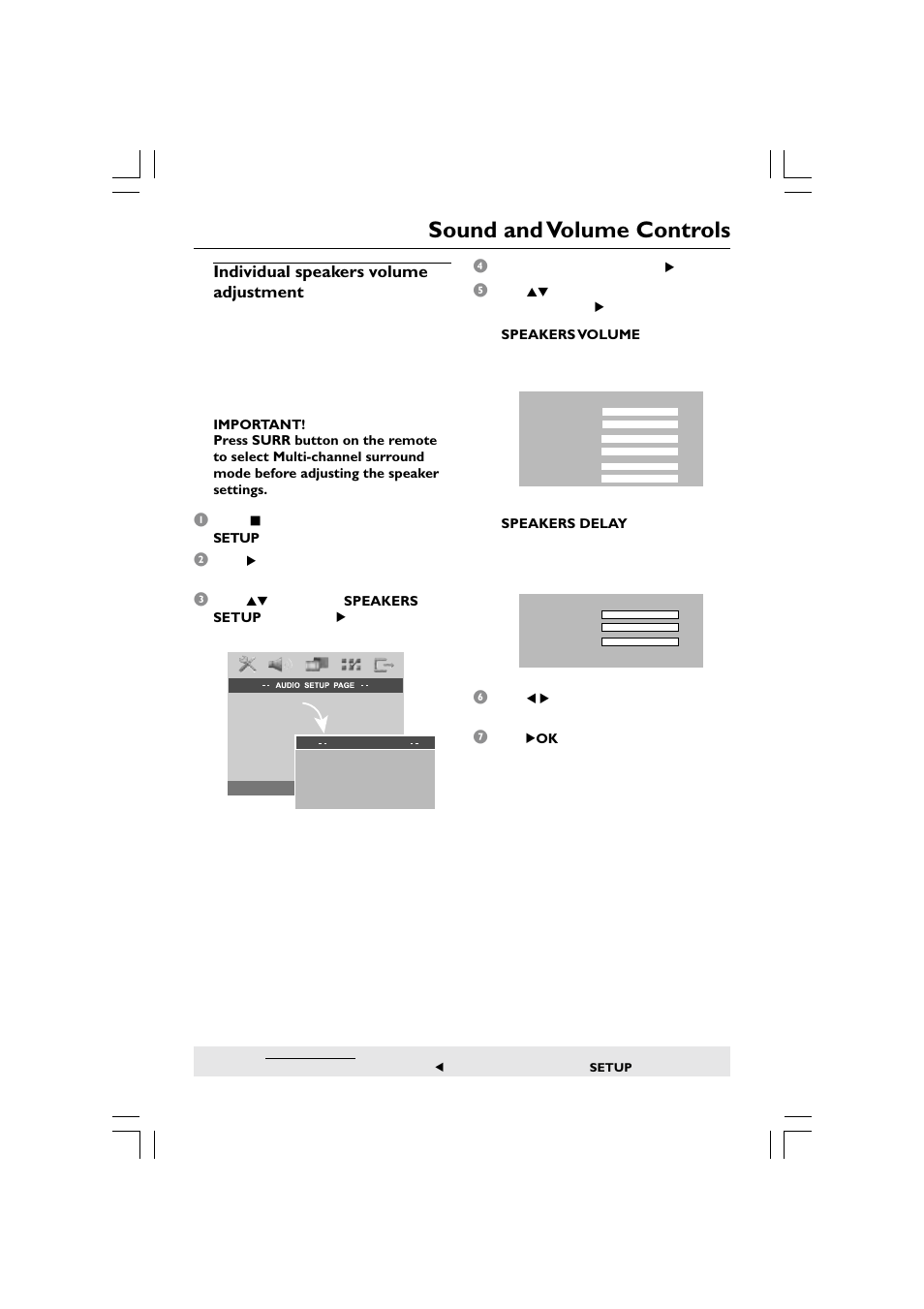 Sound and volume controls, Individual speakers volume adjustment | Philips HTS5510C User Manual | Page 43 / 52