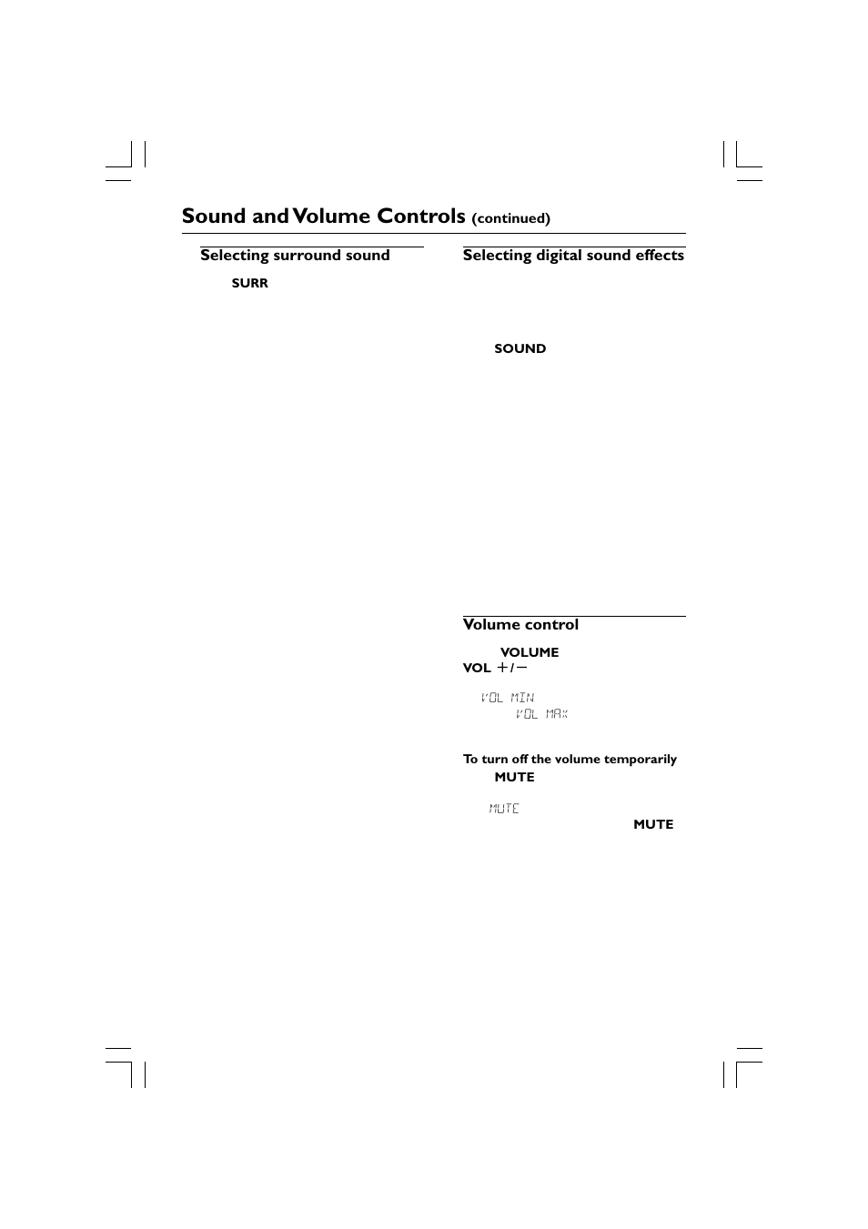 Sound and volume controls | Philips HTS5510C User Manual | Page 44 / 52