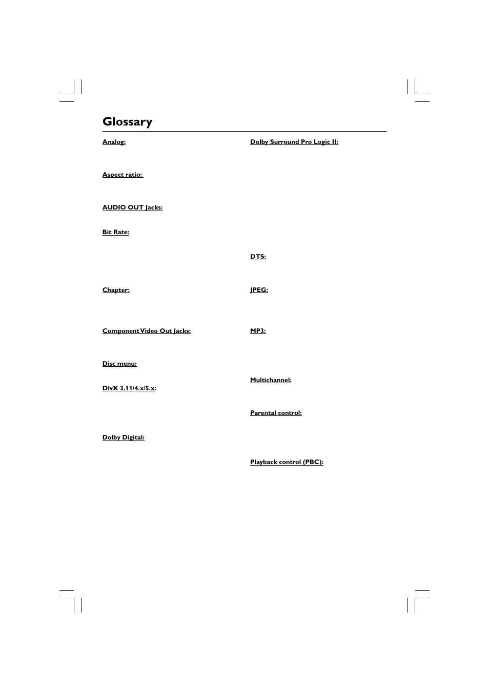 Glossary | Philips HTS5510C User Manual | Page 48 / 52