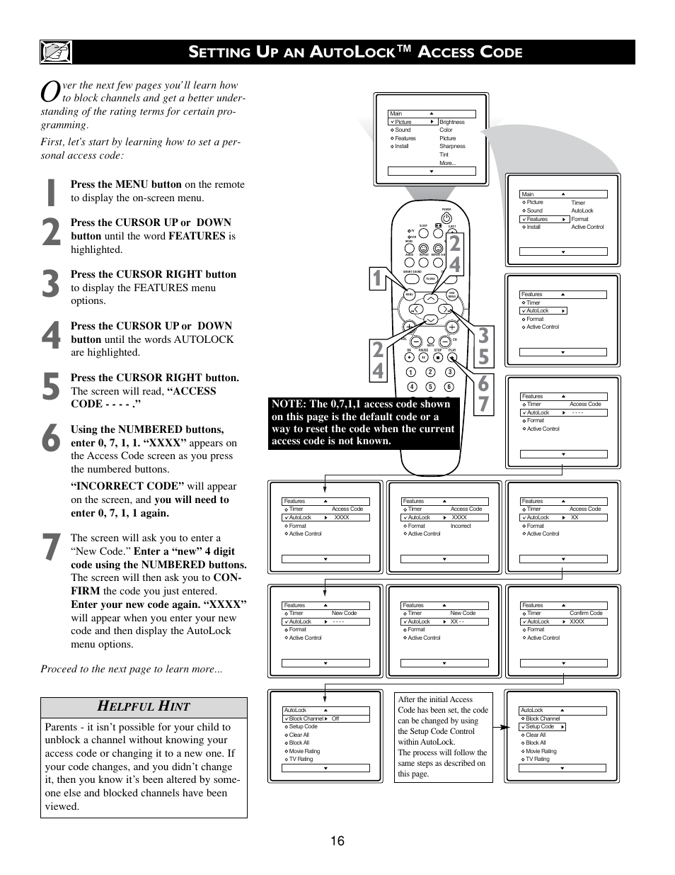 Etting, P an, Ccess | Elpful | Philips Real Flat TV DVD User Manual | Page 16 / 51