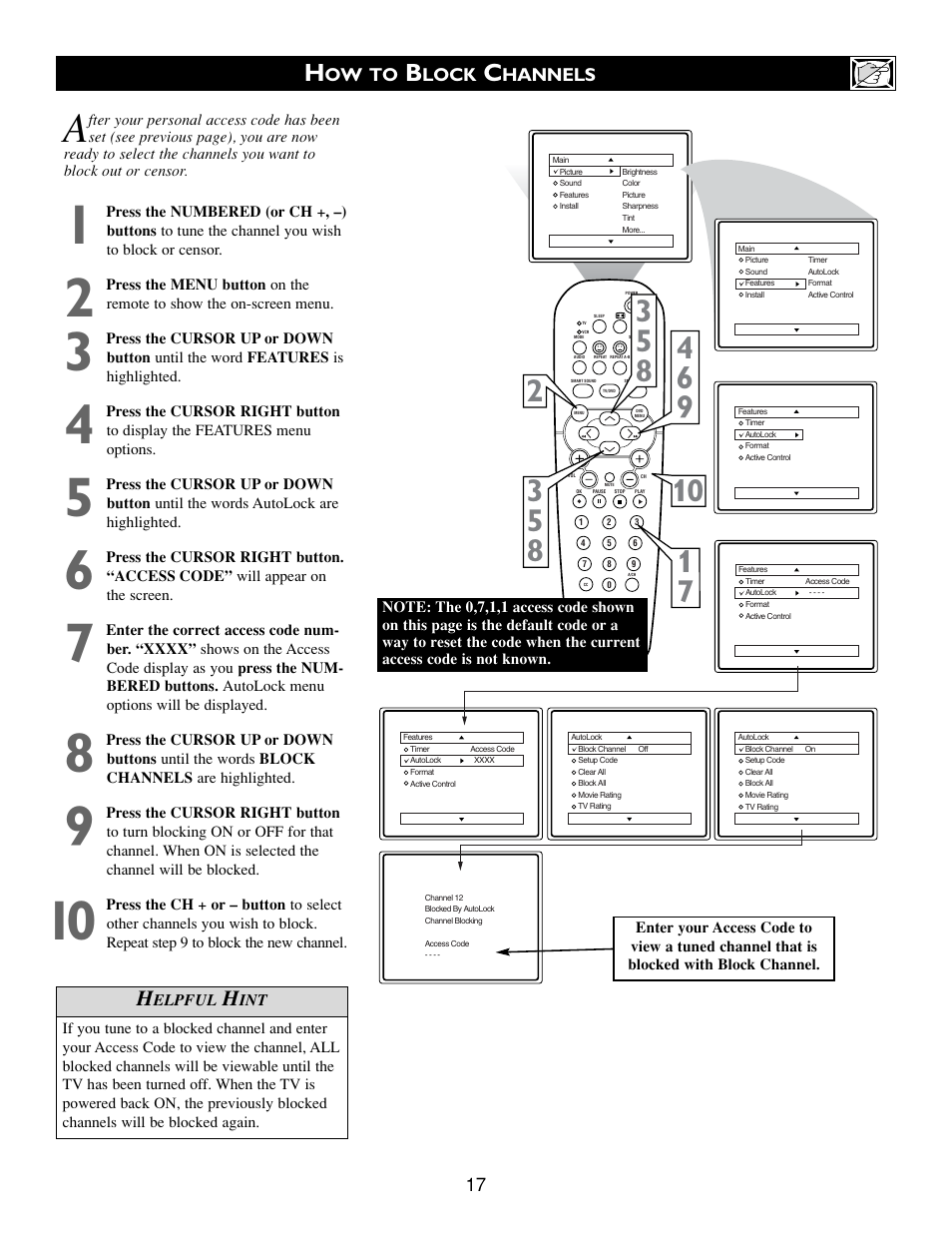 Ow to, Lock, Hannels | Philips Real Flat TV DVD User Manual | Page 17 / 51