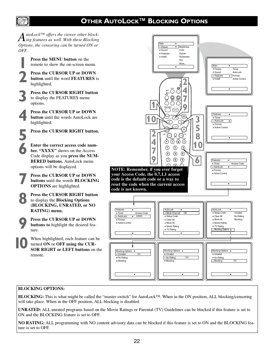 Ther, Locking, Ptions | Philips Real Flat TV DVD User Manual | Page 22 / 51