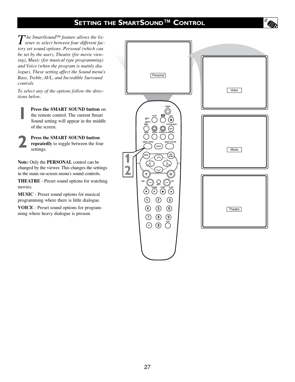 Etting the, Mart, Ound | Ontrol | Philips Real Flat TV DVD User Manual | Page 27 / 51