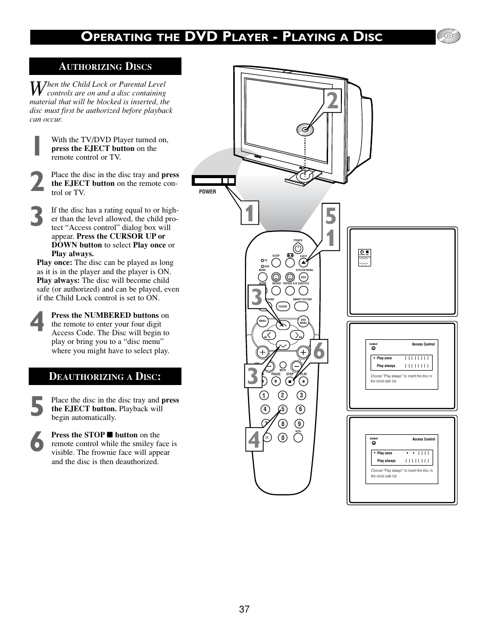 Dvd p, Perating the, Layer | Laying a, Isc a | Philips Real Flat TV DVD User Manual | Page 37 / 51