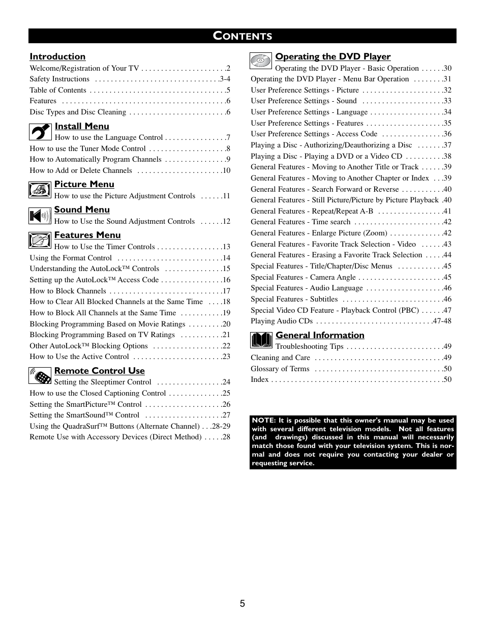 Philips Real Flat TV DVD User Manual | Page 5 / 51