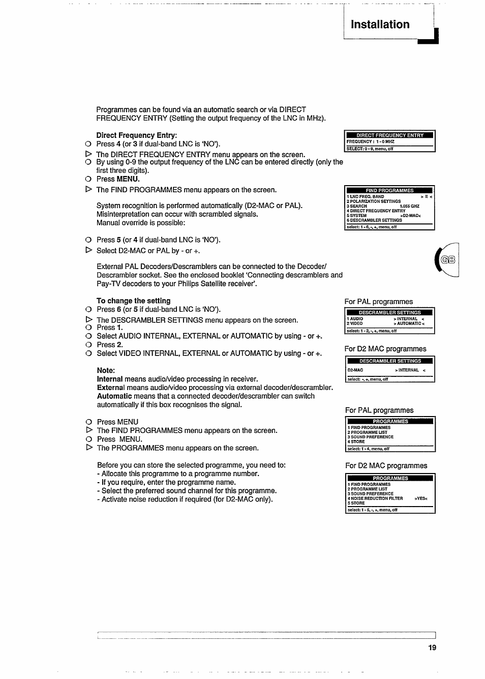 Installation | Philips STU909 User Manual | Page 19 / 27