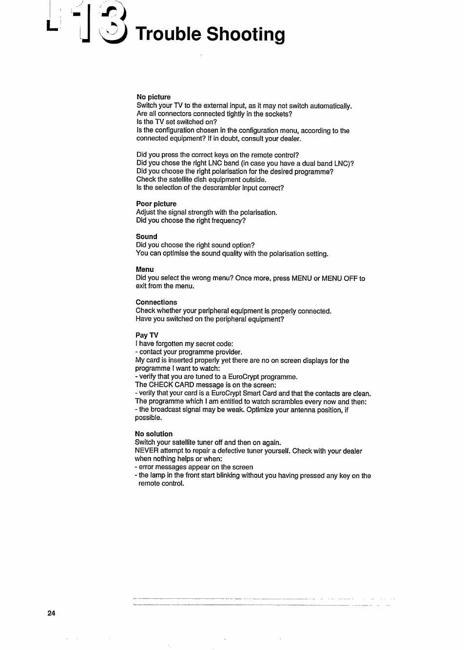 Trouble shooting, Itrouble shooting | Philips STU909 User Manual | Page 24 / 27