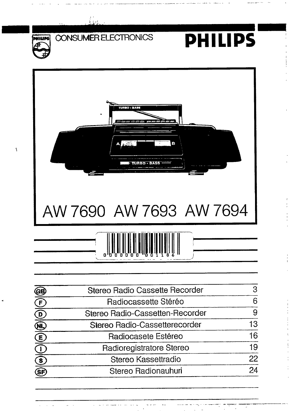 Philips AW 7694 User Manual | 9 pages