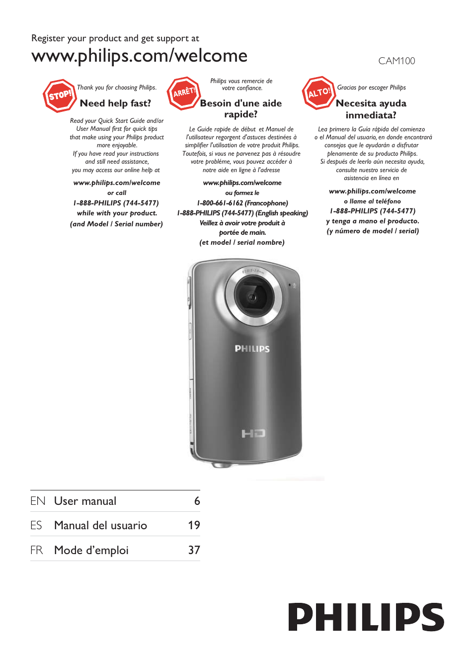 Philips CAM100GY User Manual | 19 pages