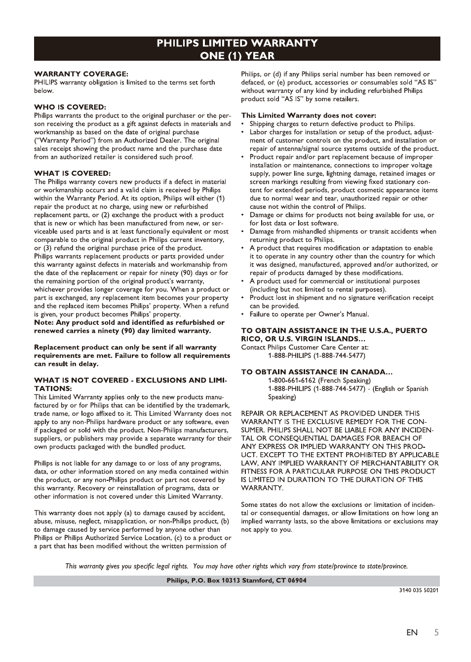 Philips CAM100GY User Manual | Page 5 / 19