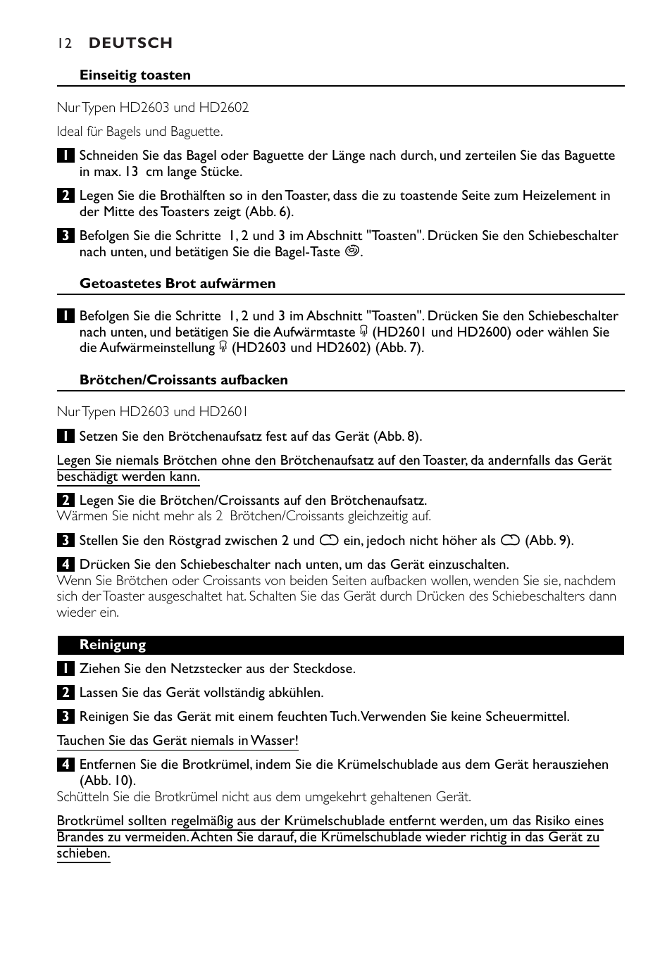 Philips HD2603 User Manual | Page 12 / 60