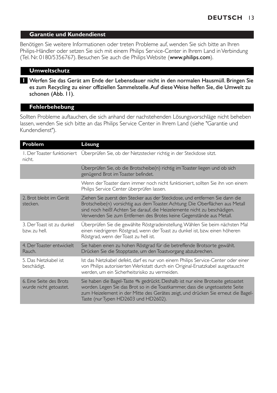 Philips HD2603 User Manual | Page 13 / 60