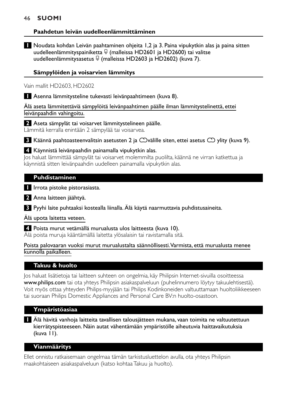 Philips HD2603 User Manual | Page 46 / 60