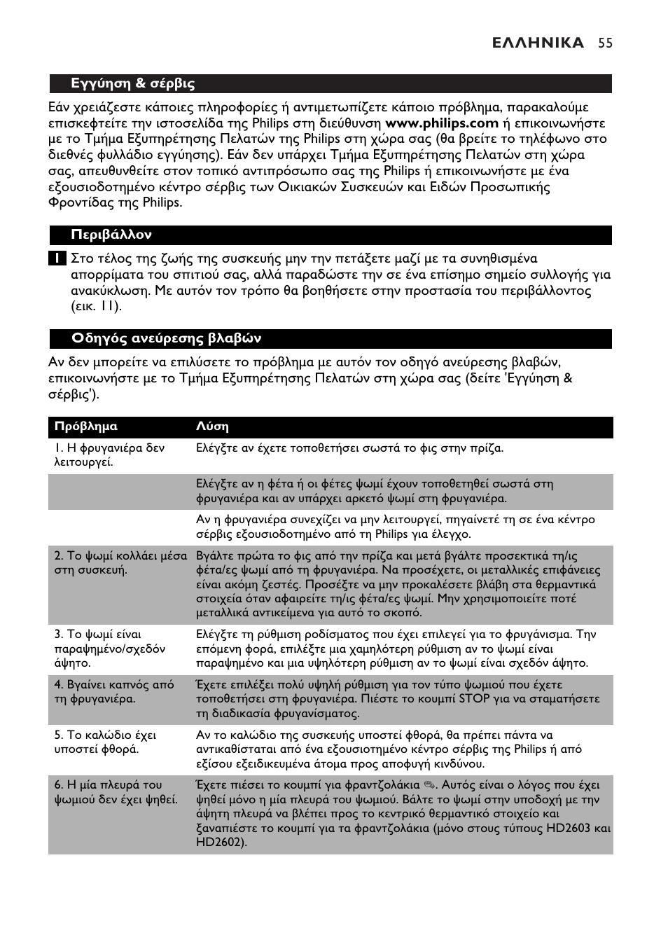 Philips HD2603 User Manual | Page 55 / 60