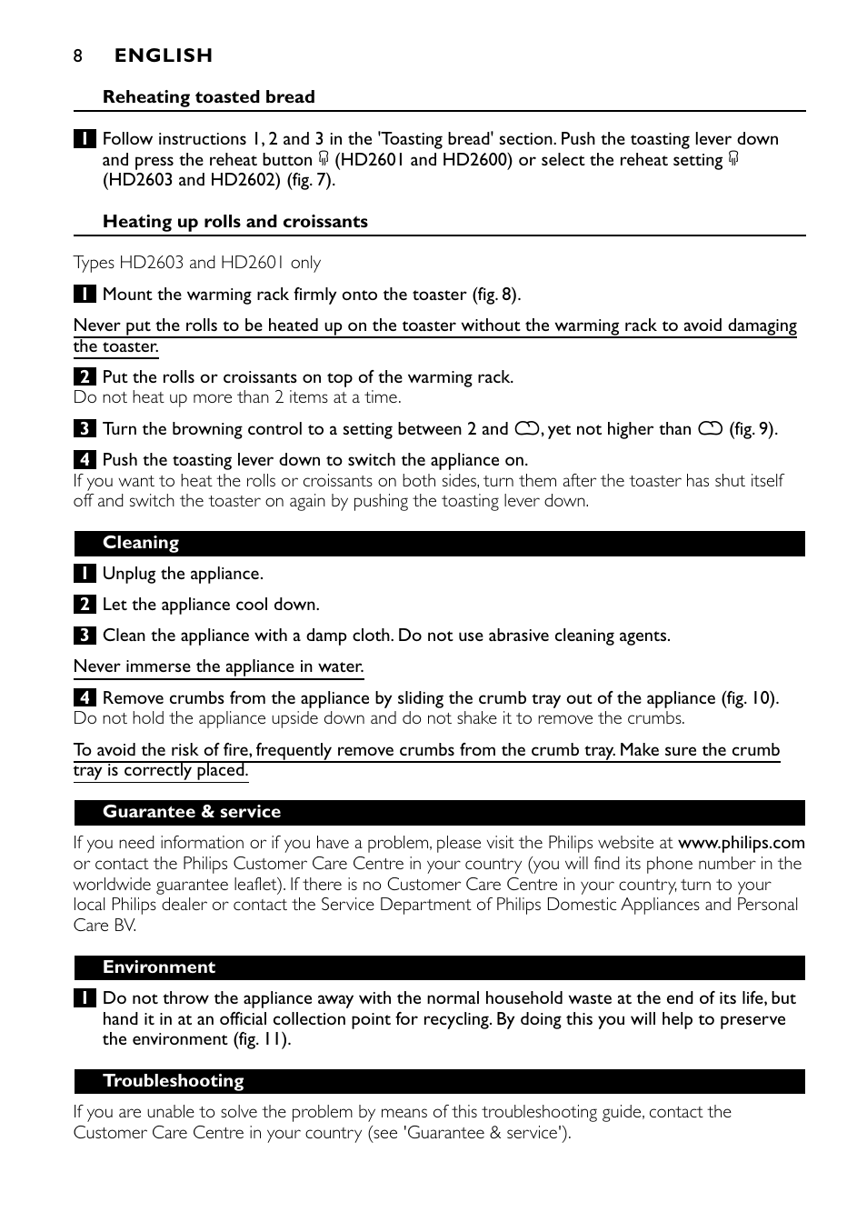 Philips HD2603 User Manual | Page 8 / 60