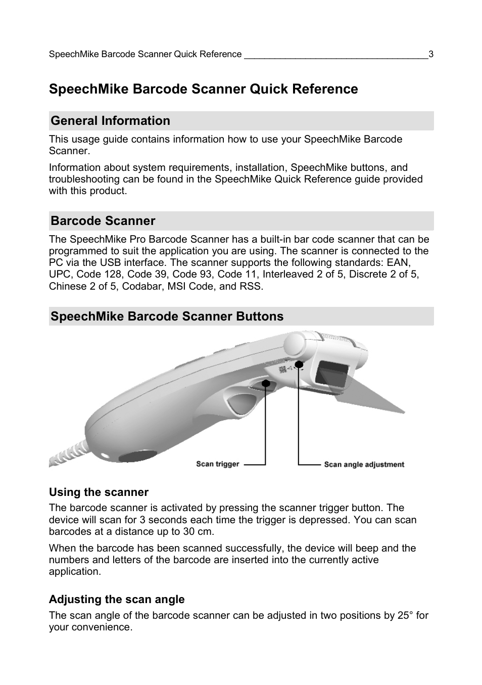 Speechmike barcode scanner quick reference | Philips LFH 5284 User Manual | Page 3 / 22
