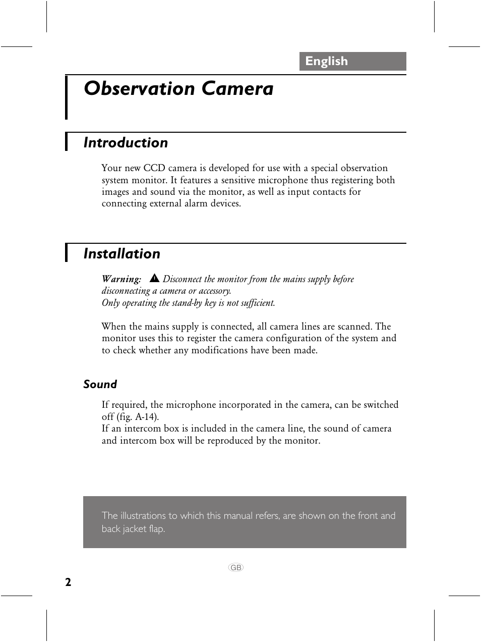 Observation camera, Introduction, Installation | Philips CCD User Manual | Page 3 / 6