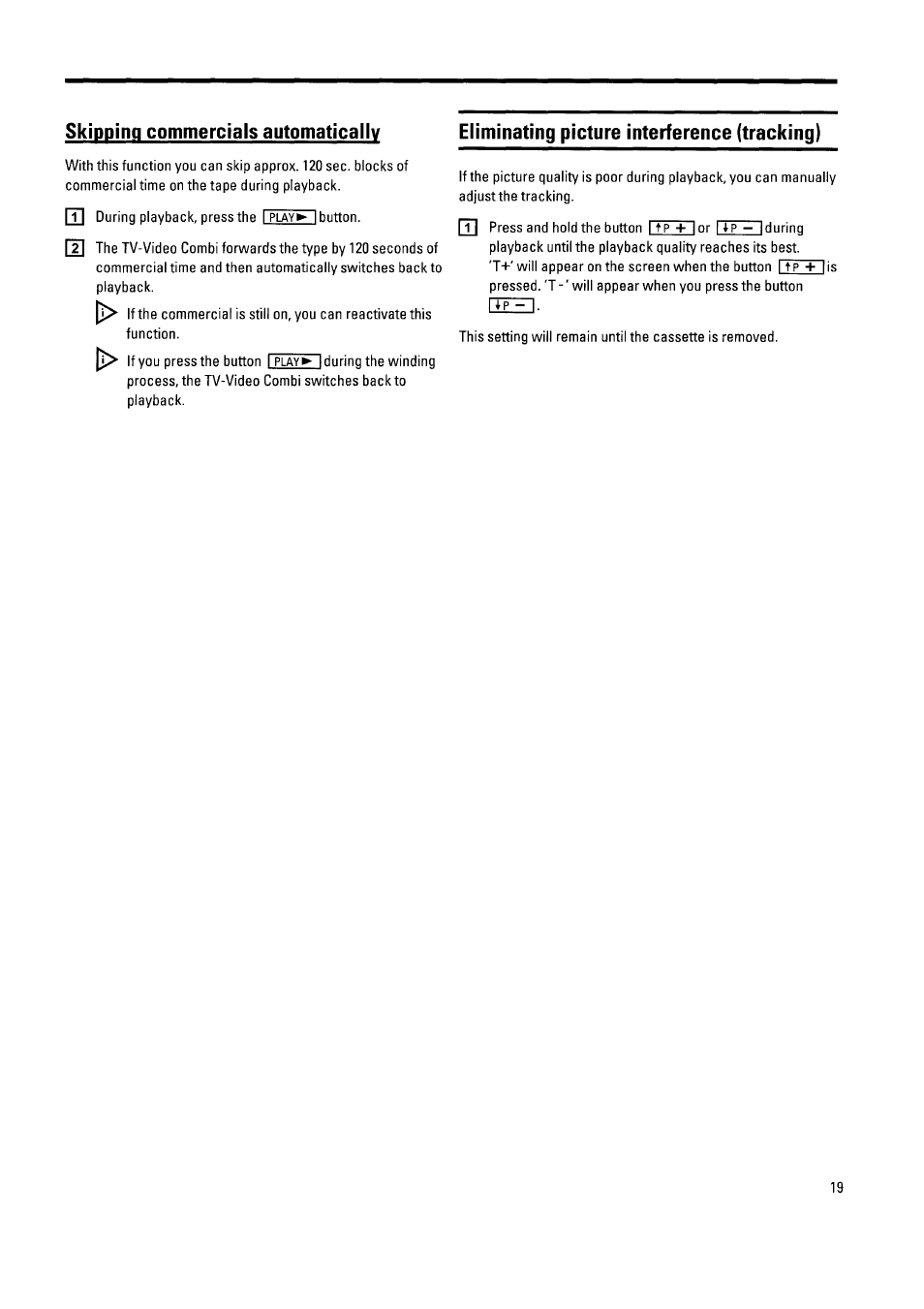 Skipping commercials automatically, Eliminating picture interference (tracking) | Philips 21PV340/07 User Manual | Page 23 / 36