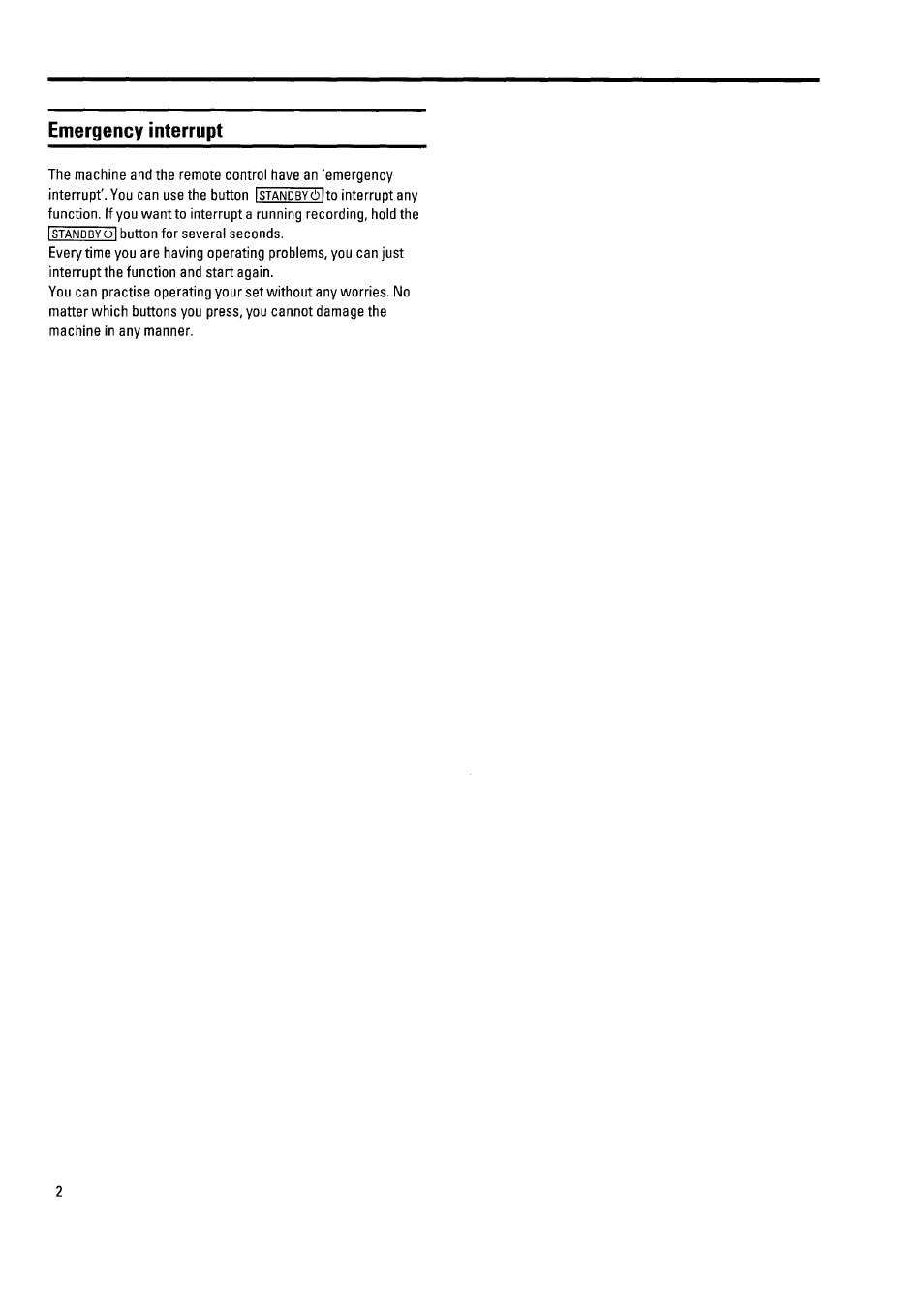 Emergency interrupt | Philips 21PV340/07 User Manual | Page 6 / 36