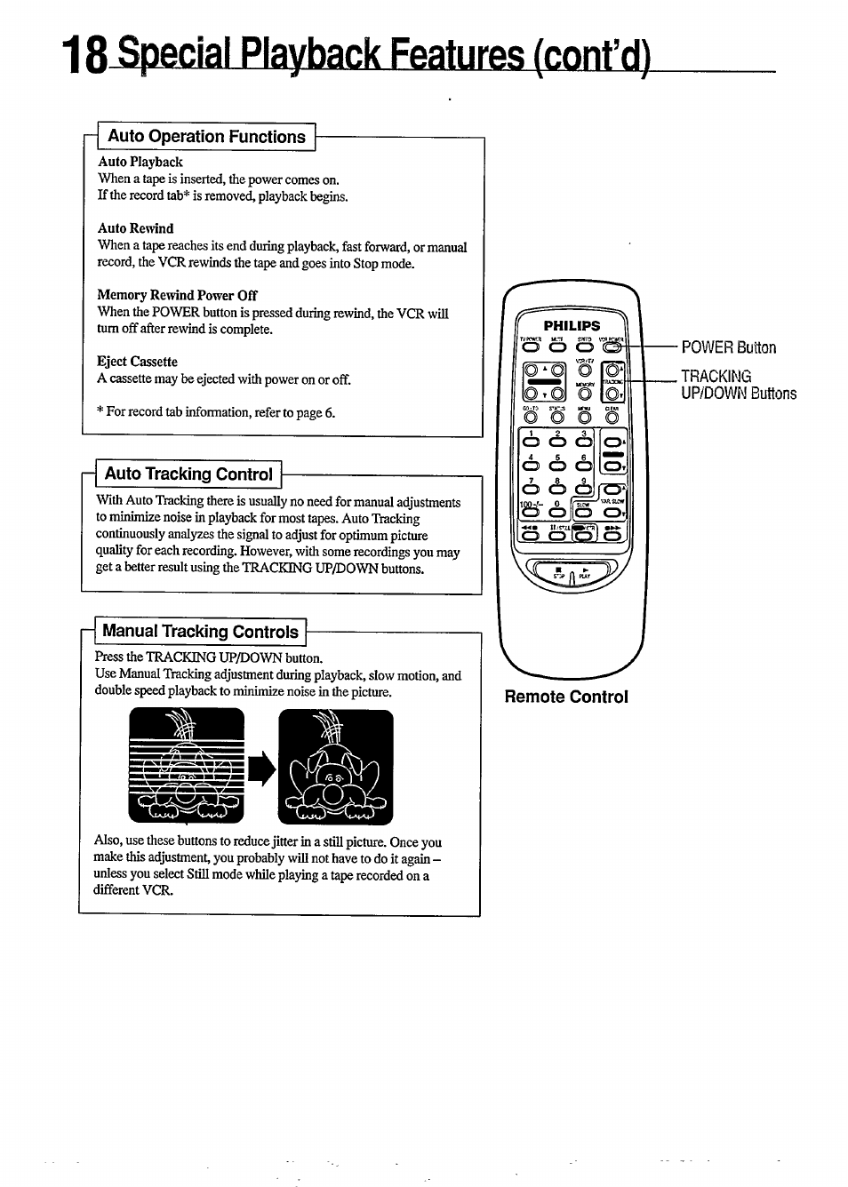 18 special playback features (cont’d), Special playback features —18 | Philips VR350 User Manual | Page 18 / 29